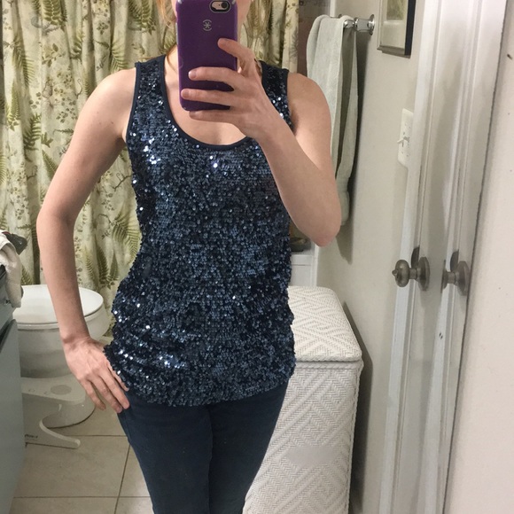 Calvin Klein Navy Sequin Tank XSP - Picture 1 of 5